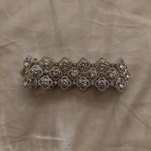 Flower-Shaped Crystal Silver Bracelet